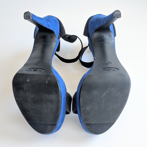 ASOS New Look Blue Black Gray Suede Platform Heels - Picture 7 of 7